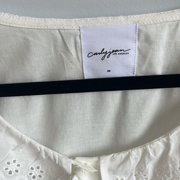 Carly Jean Los Angeles Florence Blouse White Eyelet Lace Trim - Picture 3 of 6